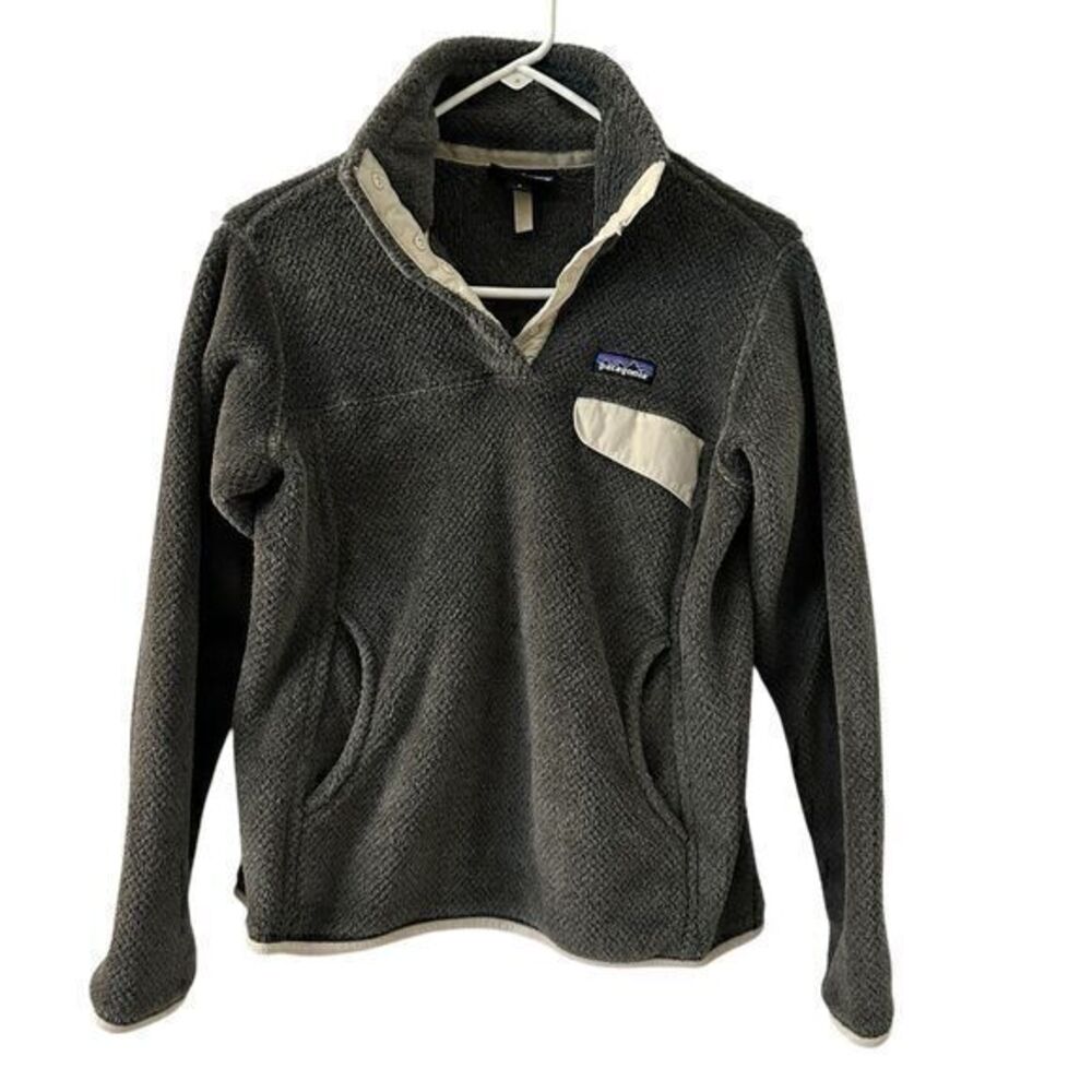 Patagonia Grey Re-Tool Snap-T Fuzzy Fleece Pullover Sweater Size S Flaws